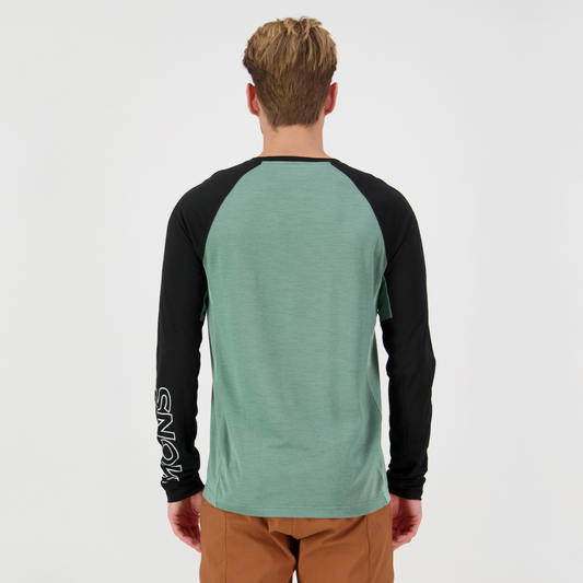 Mons Royale (Sample) - Men's Tarn Merino Long Sleeve - Cypress/Black/Thyme - Futureproof.life