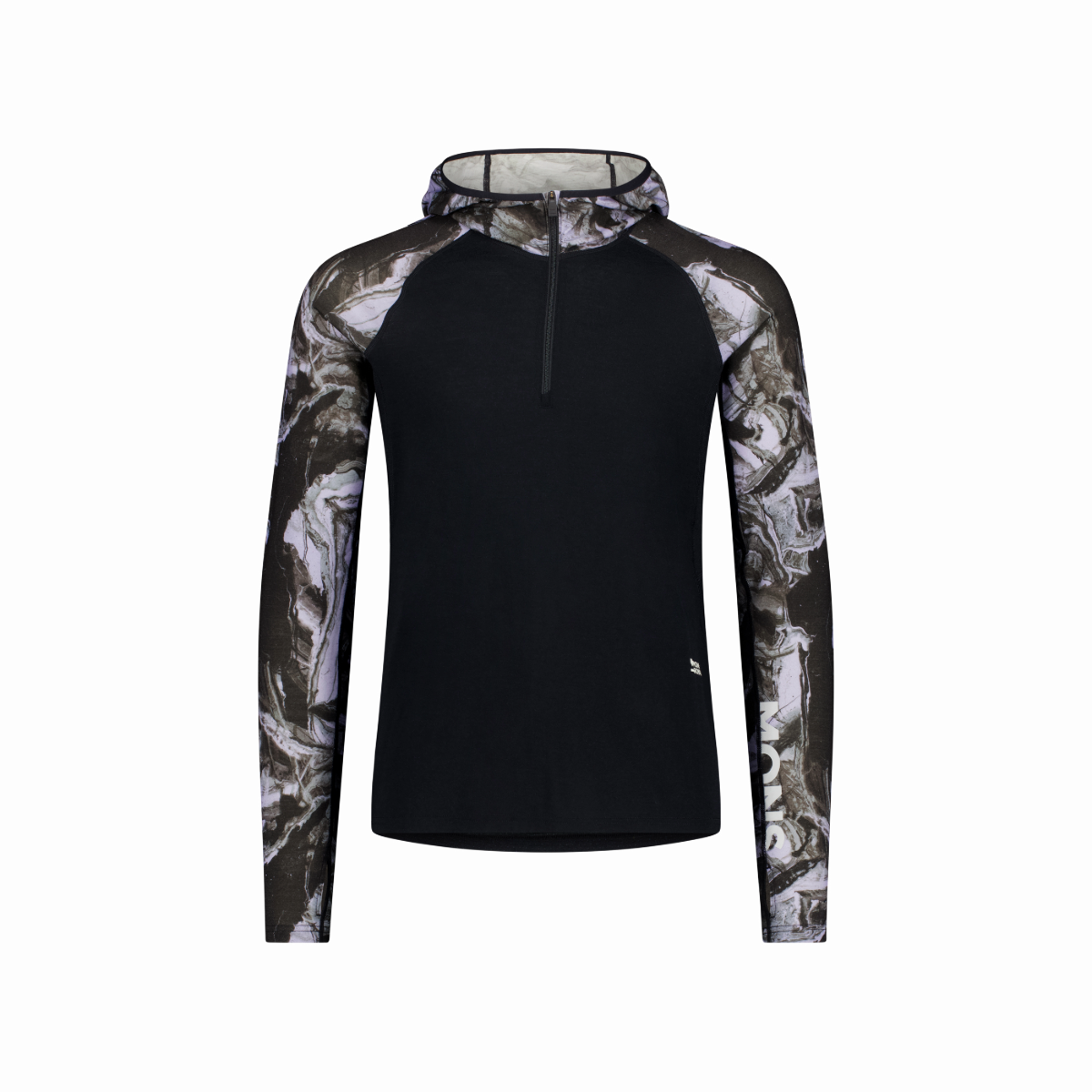 Mons Royale (Sample) - Men's Temple Merino Long Sleeve Hood - Rock Camo/Black - Futureproof.life