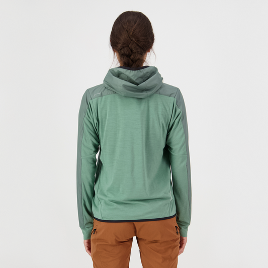 Mons Royale (Sample) - Women's Diversion Merino Wind Jacket - Thyme/Cypress - Futureproof.life