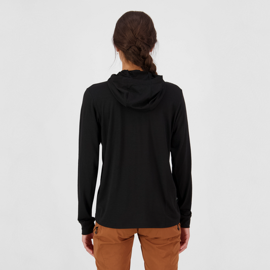 Mons Royale (Sample) - Women's Pivot Merino Long Sleeve Hood - Black
