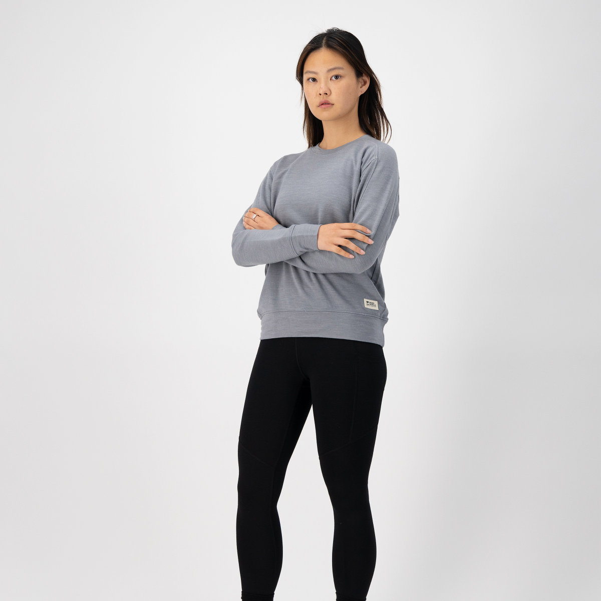 Mons Royale (Sample) - Women's Covert Lite Crew - Storm Grey