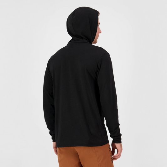 Mons Royale (Sample) - Men's Pivot Merino Long Sleeve Hood - Black - Futureproof.life