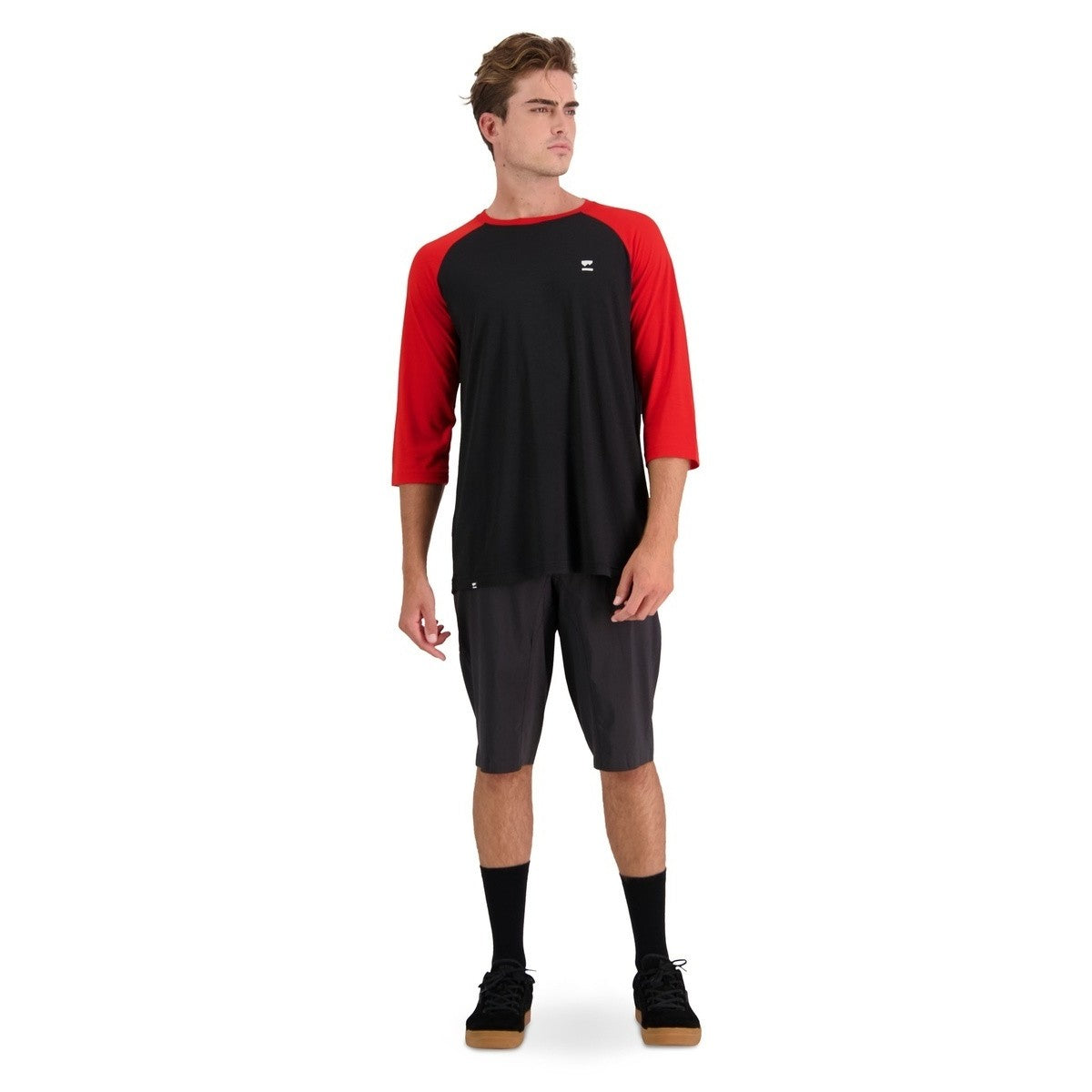 Mons Royale (Sample) - Men's Tarn Merino Shift Raglan 3/4 - Retro Red/Black