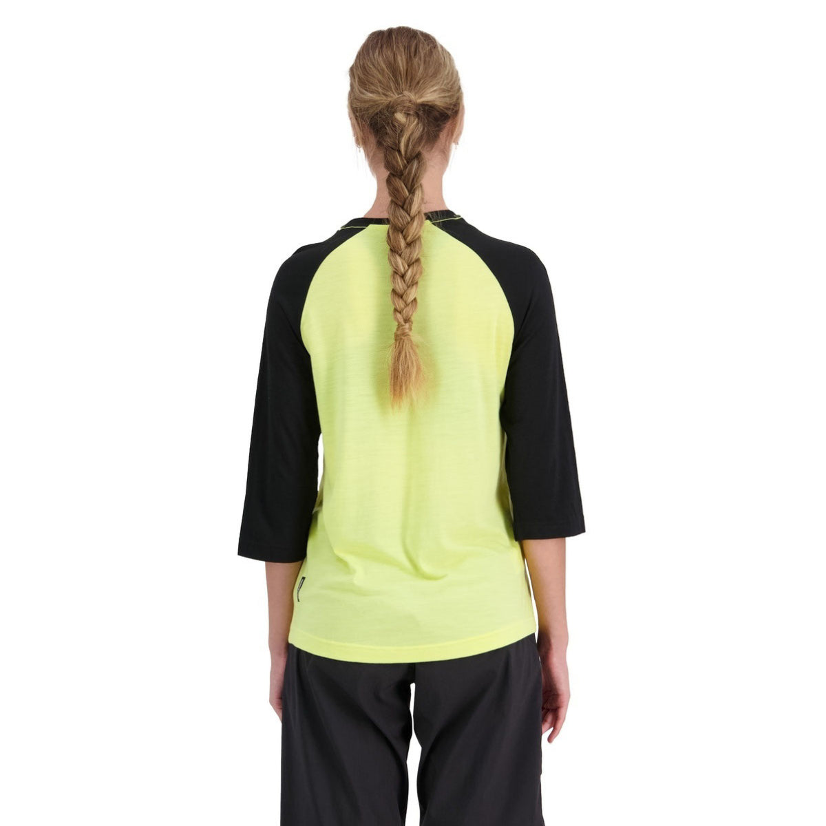 Mons Royale Women's Tarn Merino Shift Raglan 3/4 - Black / Limelight