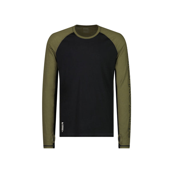 Mons Royale - Men's Temple Tech LS - Dark Olive / Black