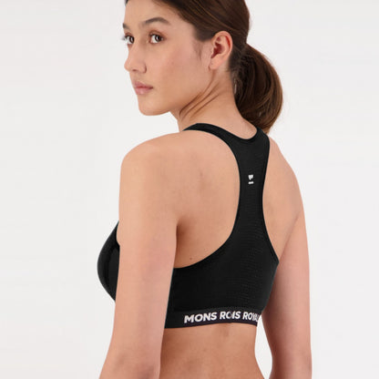Mons Royale - Women's Sierra Merino Sports Bra - Black - Futureproof.life
