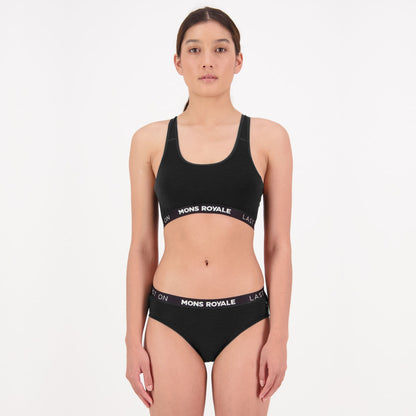 Mons Royale - Women's Sierra Merino Sports Bra - Black - Futureproof.life