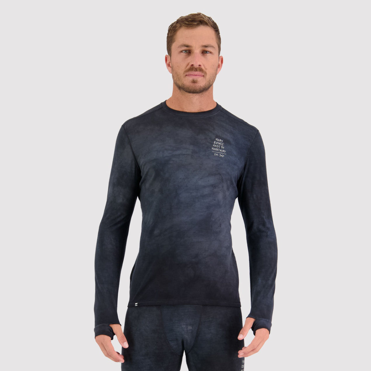 Mons Royale - Men's Cascade Merino Flex 200 LS - Black Storm Wash