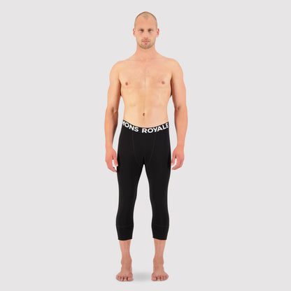 Mons Royale - Men's Cascade Merino Base Layer 3/4 Legging - Black - Futureproof.life