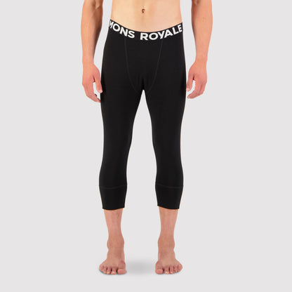 Mons Royale - Men's Cascade Merino Base Layer 3/4 Legging - Black - Futureproof.life