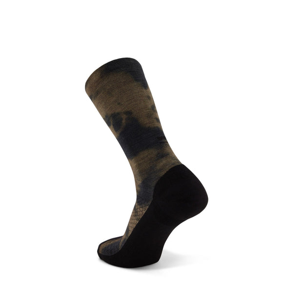 Mons Royale - Unisex Atlas Crew Sock Digital - Olive Tie Dye