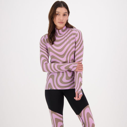 Mons Royale - Women's Cascade Merino Flex 200 Mock Neck LS - Blazing Trails