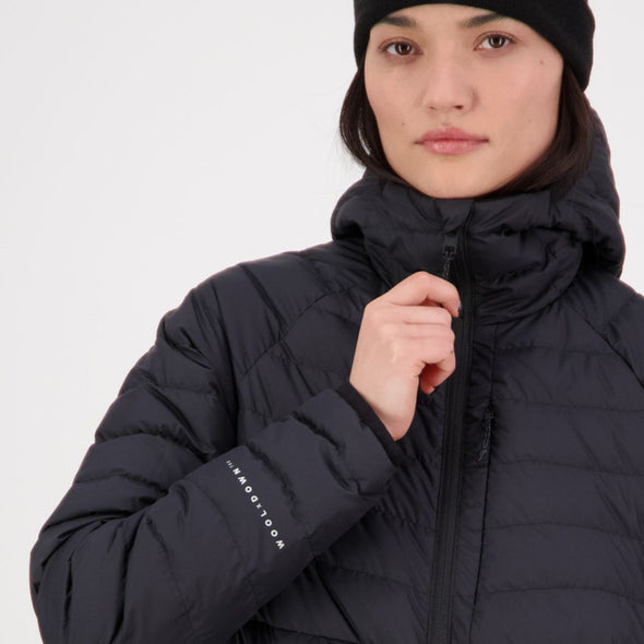 Mons Royale - Women's Atmos Wool Down Light Weight Packable Hood - Black