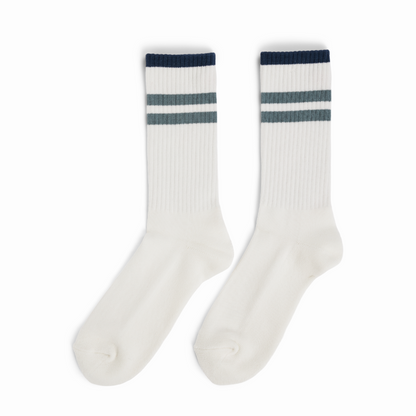 Amundsen Sports - Unisex Oslo Crew Socks - White/Stormy Blue - Futureproof.life