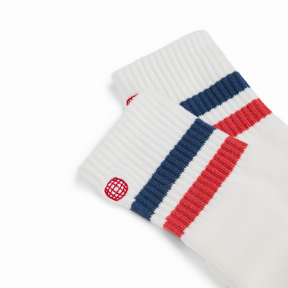 Amundsen Sports - Unisex Oslo Quarter Socks - White/Red/Navy - Futureproof.life
