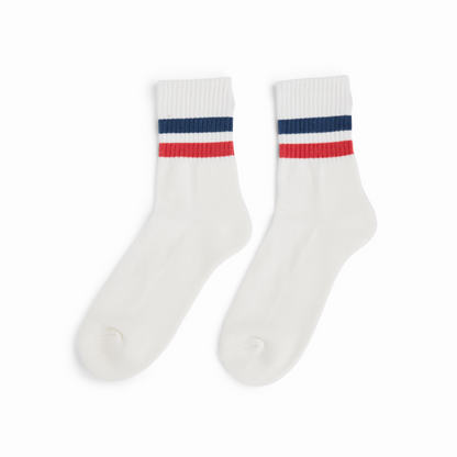 Amundsen Sports - Unisex Oslo Quarter Socks - White/Red/Navy - Futureproof.life