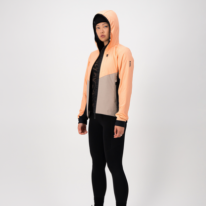 Mons Royale (Sample) - Women's Arete Merino Insulation Hood - Melon/Taupe/Black - Futureproof.life