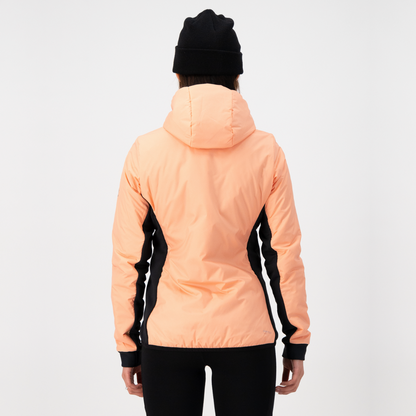 Mons Royale (Sample) - Women's Arete Merino Insulation Hood - Melon/Taupe/Black - Futureproof.life