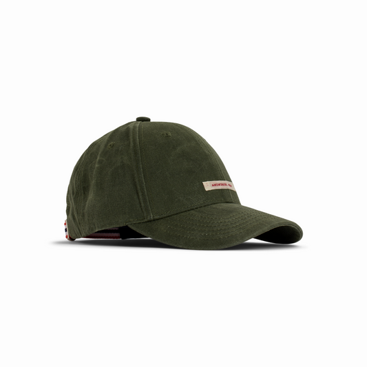 Amundsen Sports - Unisex Waxed Cotton Cap - Olive/Patch - Futureproof.life