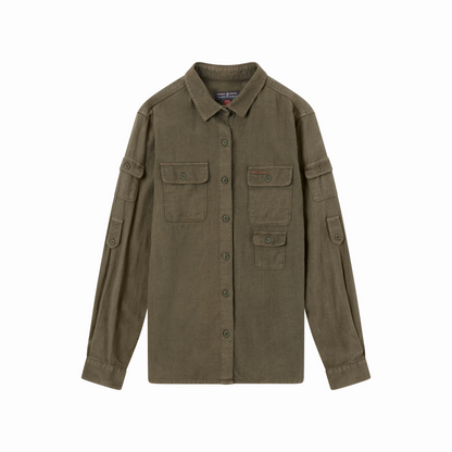 Amundsen Sports (Sample) - Women's Traveller's Linen Shirt - Olive - Futureproof.life