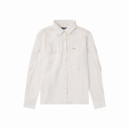 Amundsen Sports (Sample) - Women's Traveller's Linen Shirt - White - Futureproof.life