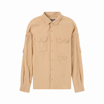 Amundsen Sports - Men's Traveller's Linen Shirt - Khaki - Futureproof.life