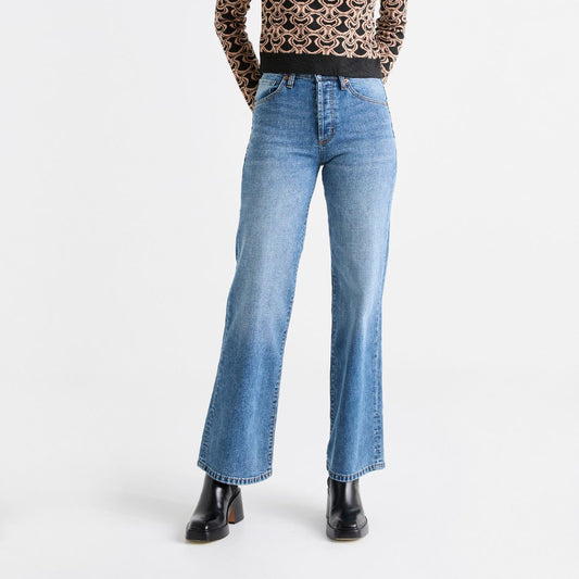 Duer (Sample) - Women's Midweight Performance Denim Wide Leg - Vintage Blue