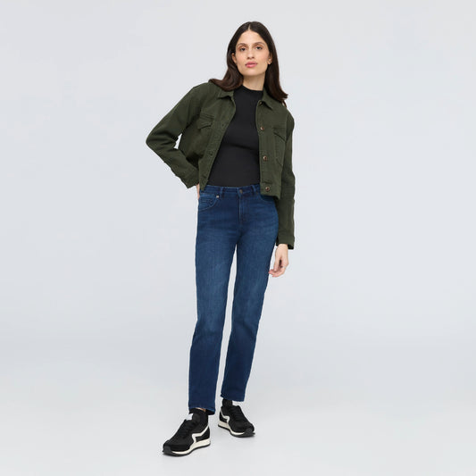 Duer (Sample) - Women's Performance Denim Girlfriend Jeans - Deep Sea Blue