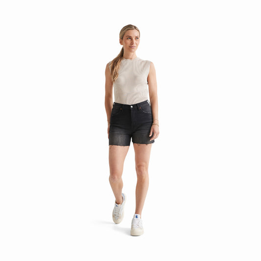 Duer (Sample) - Women's Midweight Denim High Rise Short - Vintage Black