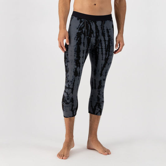 Mons Royale - Men's Cascade Merino Flex 200 3/4 Legging Garment Dyed - Grey Tie Dye
