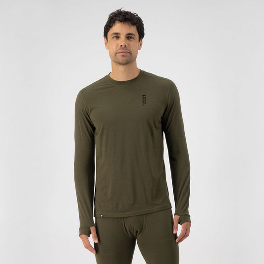 Mons Royale (Sample) - Men's Cascade Merino Flex 200 LS - Dark Olive - Futureproof.life