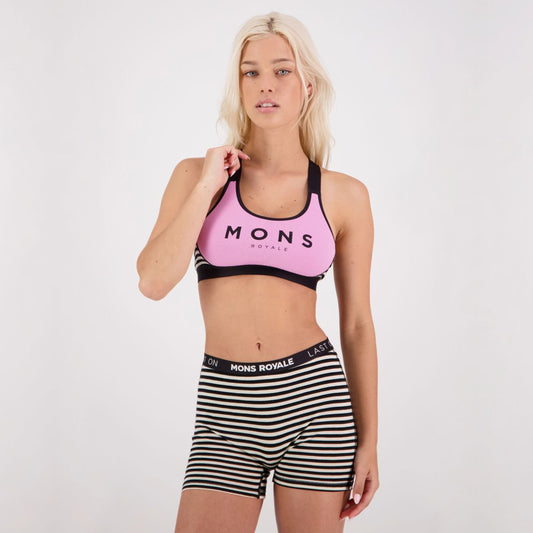 Mons Royale (Sample) - Women's Stella X-Back Bra - Pink Stripe