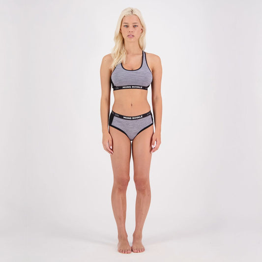 Mons Royale - Women's Sylvia Merino Boyleg - Grey Heather/Black