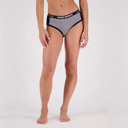 Mons Royale - Women's Sylvia Merino Boyleg - Grey Heather/Black - Futureproof.life