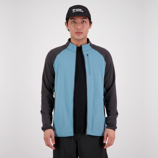 Mons Royale (Sample) - Men's Approach Merino Gridlock Jacket - Ash Blue/Shale