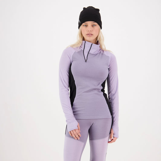 Mons Royale - Women's Olympus Half Zip - Thistle Cloud