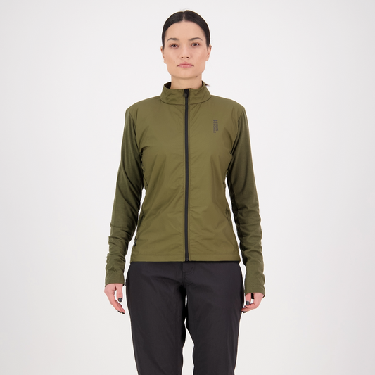 Mons Royale (Sample) - Women's Redwood Merino Air-Con Wind Jersey - Dark Olive