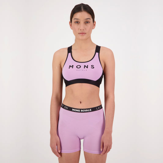 Mons Royale (Sample) - Women's Stella X-Back Bra - Orchid/Black