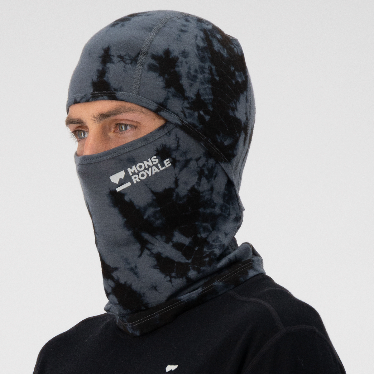Mons Royale (Sample) - Unisex Santa Rosa Merino Flex 200 Balaclava Garment Dyed - Grey Tie Dye