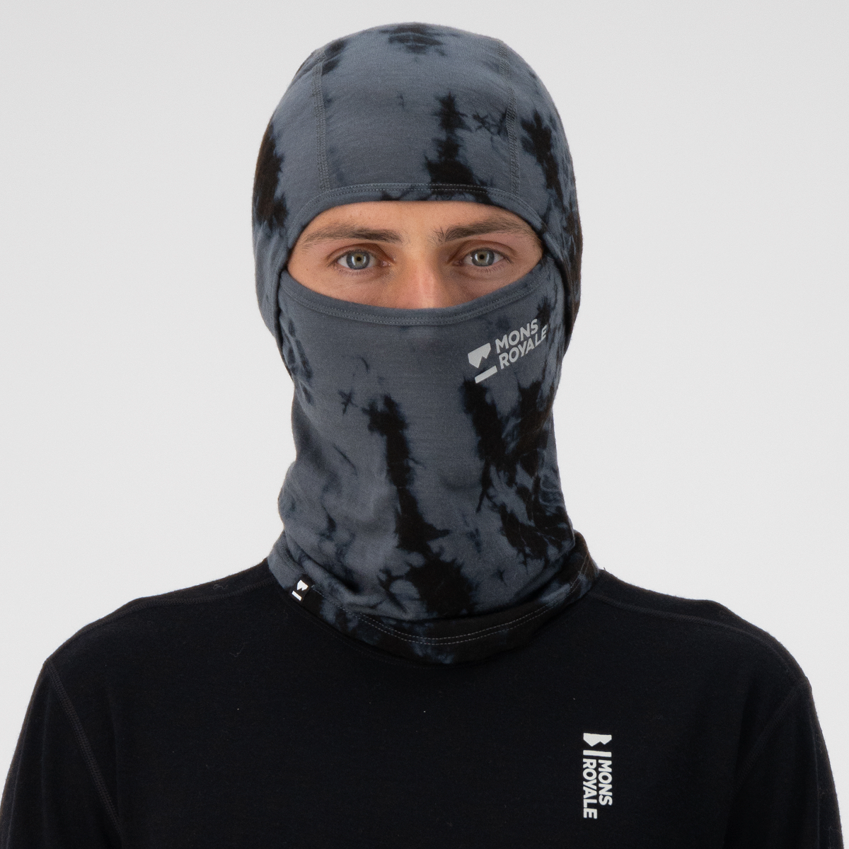 Mons Royale (Sample) - Unisex Santa Rosa Merino Flex 200 Balaclava Garment Dyed - Grey Tie Dye
