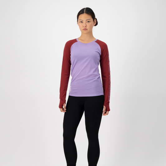 Mons Royale (Sample) - Women's Bella Tech LS - Lupin/Cherry