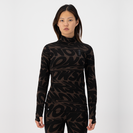 Mons Royale (Sample) - Women's Cascade Merino Flex 200 Mock Neck LS - Signal Lost Cedar