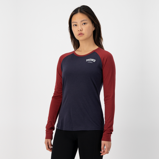 Mons Royale (Sample) - Women's Icon Raglan - Cherry/9 Iron