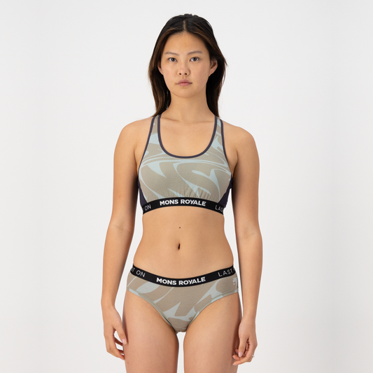 Mons Royale (Sample) - Women's Sierra Sports Bra - Signal Lost/9 Iron