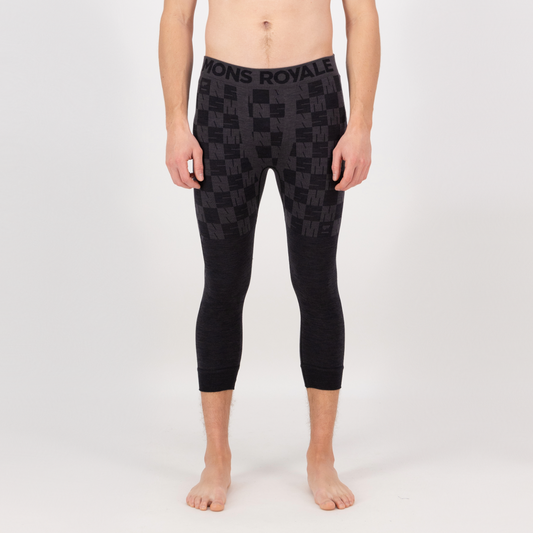 Mons Royale - Men's Ascender Merino Base Layer 3/4 Legging - Forged Iron/Black - Futureproof.life
