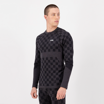 Mons Royale - Men's Ascender Merino Base Layer Long Sleeve - Forged Iron/Black - Futureproof.life