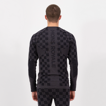 Mons Royale - Men's Ascender Merino Base Layer Long Sleeve - Forged Iron/Black - Futureproof.life