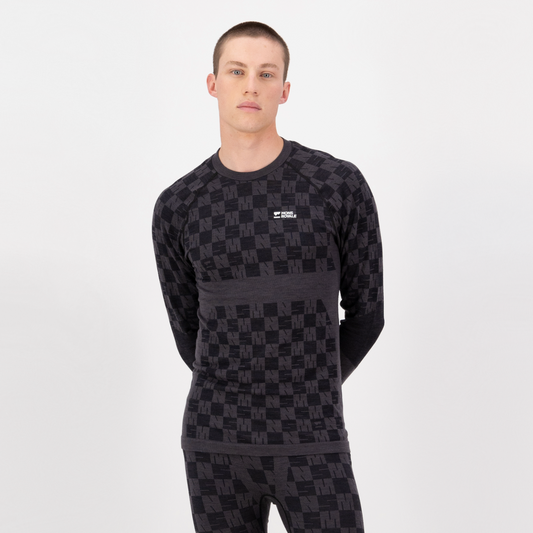 Mons Royale - Men's Ascender Merino Base Layer Long Sleeve - Forged Iron/Black - Futureproof.life