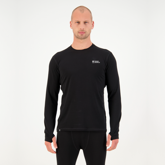Mons Royale - Men's Cascade Merino Base Layer Long Sleeve - Black