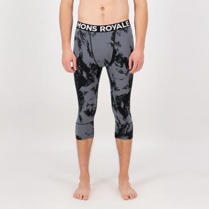 Mons Royale (Sample) - Men's Cascade Merino Base Layer 3/4 Legging - Mtn Pixel Grey - Futureproof.life